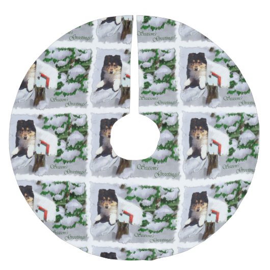 Collie Puppy Kerstbrievenbus Kerstboom Rok (Voorkant)