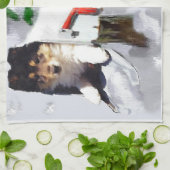 Collie Puppy Kerstbrievenbus Theedoek (Gevouwen)