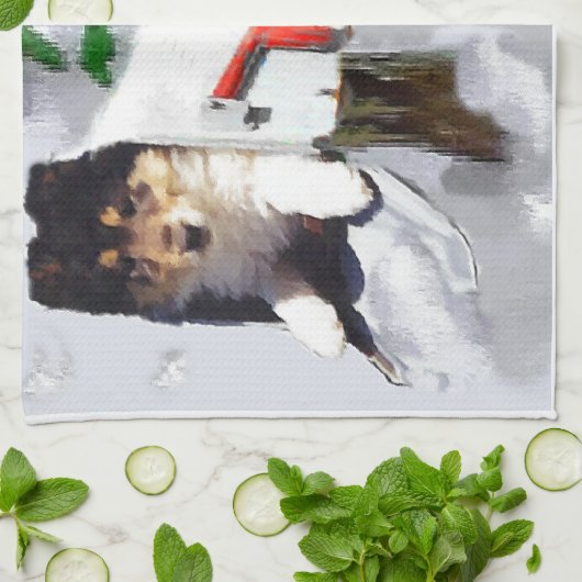 Collie Puppy Kerstbrievenbus Theedoek (Gevouwen)