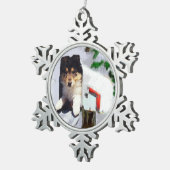 Collie Puppy Kerstbrievenbus Tin Sneeuwvlok Ornament (Rechts)