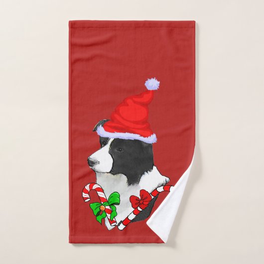 Collie Puppy Kerstmis Bad Handdoek (Handdoek)