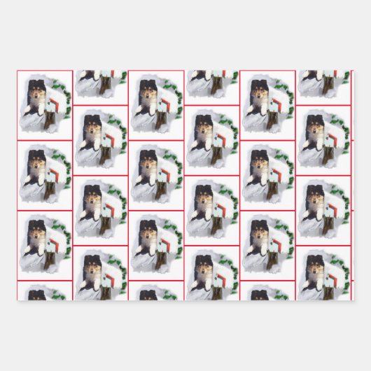 Collie Puppy Kerstmis Inpakpapier Vel (Voorkant)