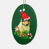 Collie Puppy Kerstmis Keramisch Ornament (Links)