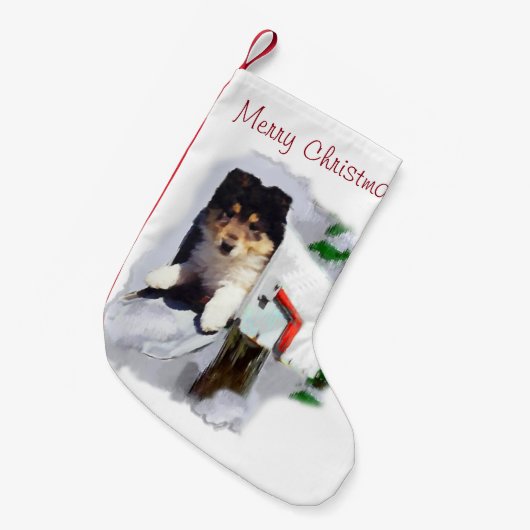 Collie Puppy Kerstmis Kleine Kerstsok (Voorkant (Hangend))