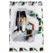 Collie Puppy Kerstmis Medium Cadeauzakje (Achterkant)