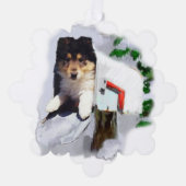Collie Puppy Kerstmis Ornament Kaart (Voorkant)