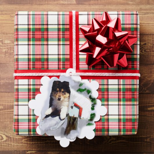 Collie Puppy Kerstmis Ornament Kaart (Insitu (Geschenk))