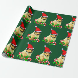 Collie Puppy Santa Hoed Kerstmis Cadeaupapier