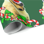 Collie Puppy Santa Hoed Kerstmis Cadeaupapier (Rol Hoek)