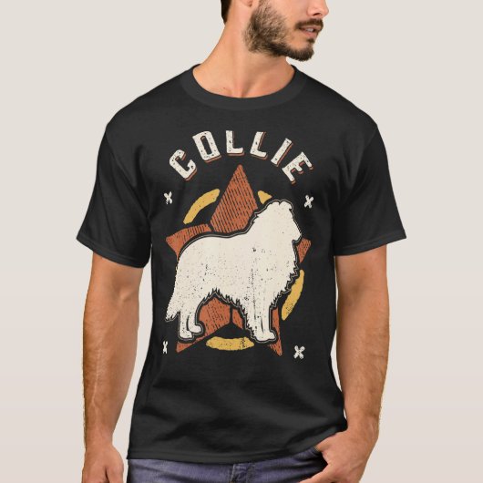 Collie  Retro Classic Dog T-shirt (Voorkant)