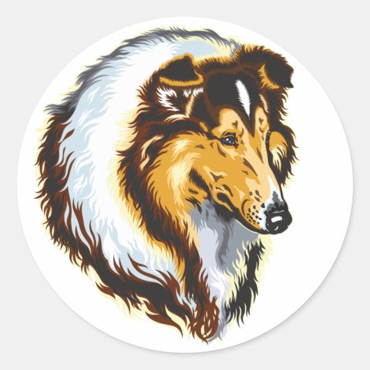 collie ronde sticker (Voorkant)