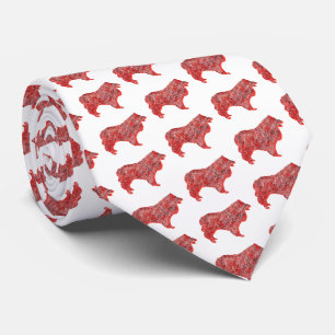 Collie Rough Christmas Dog Silhouette Witte Hals Stropdas