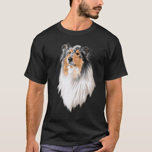 Collie Rough Collie Cute Dog Long Hair T-shirt (Voorkant)