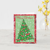 Collie Rough Dog Merry Kerstboom met sterren Kaart (Gele Bloem)