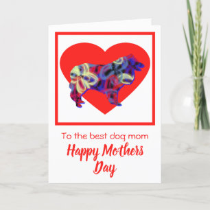 Collie Rough Dog Red Heart Kaart moederdag