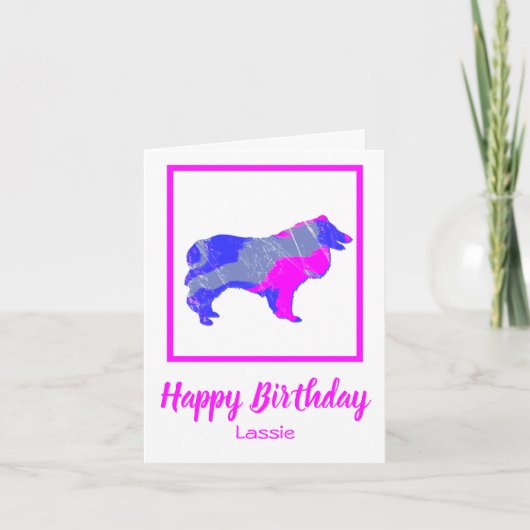 Collie Rough Dog Silhouette Funny Birthday Kaart (Voorkant)