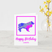 Collie Rough Dog Silhouette Funny Birthday Kaart (Gele Bloem)