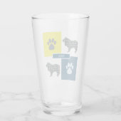 Collie Rough Dog Silhouette & Paw Y&B Grid Glas (Achterkant)