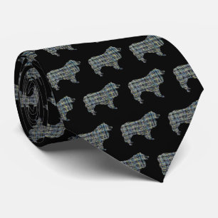 Collie Rough Dog Yellow & Black Grid Black Stropda Stropdas