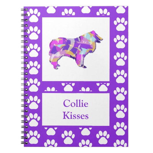Collie Rough Kisses Hond Silhouet PurplePY&B Notitieboek (Voorkant)