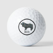 Collie Rough Leuke Hond Silhouet Monogram Grid Golfballen (Voorkant)