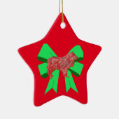 Collie Rough Red Dog & Green Bow-keramiek Keramisch Ornament (Rechts)