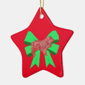 Collie Rough Red Dog & Green Bow-keramiek Keramisch Ornament (Links)