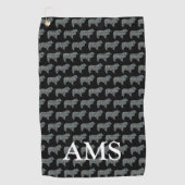 Collie Rough Schattige Dog Silhouette Y&B Grid Zwa Golfhanddoek (Voorkant)