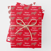 Collie Rough Schattige Hondensilhouet Rood Merry W Inpakpapier Vel (In situ)