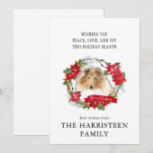 Collie Rough Waterverf Poinsettia Dog Head Feestdagenkaart (Voorkant / Achterkant)