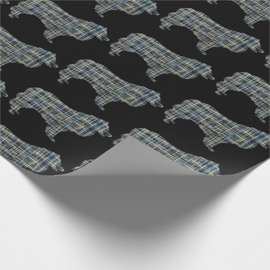 Collie Rough Yellow & Black Grid Line Cadeaupapier (Hoek)