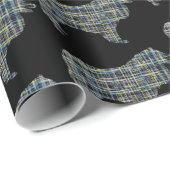 Collie Rough Yellow & Black Grid Line Cadeaupapier (Rol Hoek)