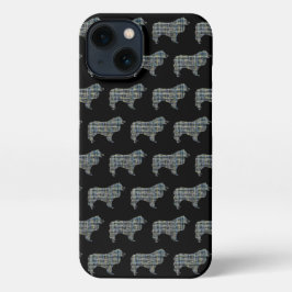 Collie Ruw Hond Leuk Silhouet Raster Zwart iPhone 13 Hoesje