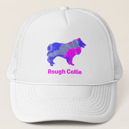 Collie Ruw Hond Schattig Roze Silhouet Custom Trucker Pet