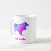 Collie Ruw Hond Schattig Roze Silhouet Wit Koffiemok (Voorkant links)