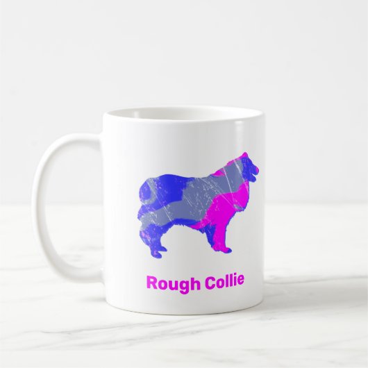 Collie Ruw Hond Schattig Roze Silhouet Wit Koffiemok (Links)