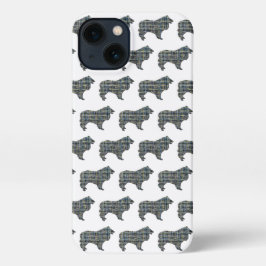 Collie Ruw Hond Schattig Silhouet Raster Blauw iPhone 13 Hoesje