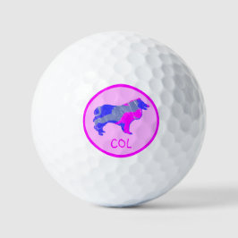 Collie Ruw Leuk Roze Hond Silhouet Monogram Golfballen