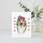 Collie (ruw) Santa Paws Feestdagenkaart (Staand voorkant)