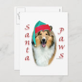 Collie (ruw) Santa Paws Feestdagenkaart (Voorkant / Achterkant)