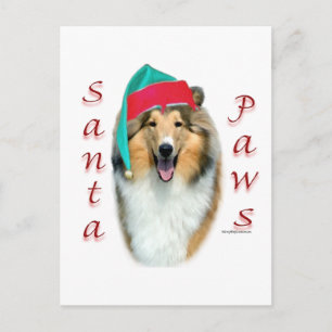 Collie (ruw) Santa Paws Feestdagenkaart