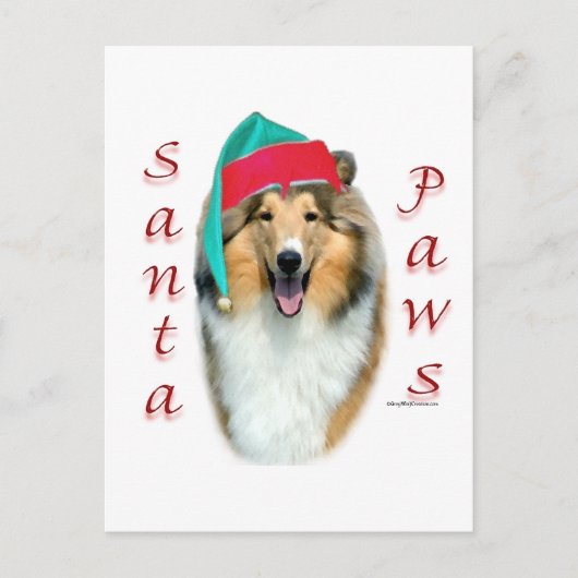 Collie (ruw) Santa Paws Feestdagenkaart (Voorkant)