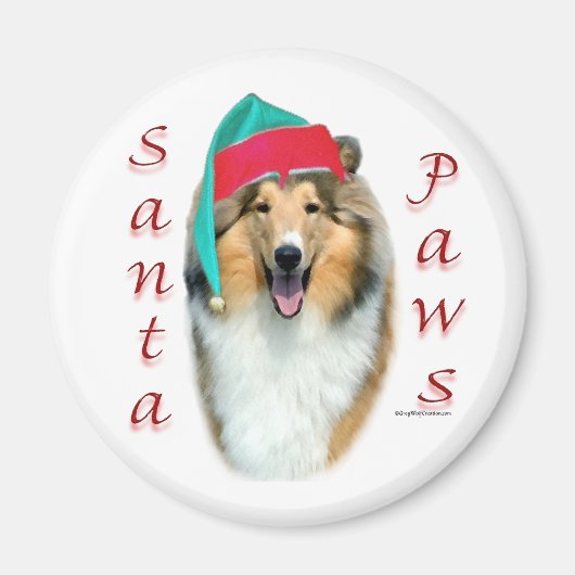 Collie (ruw) Santa Paws Magneet (Voorkant)