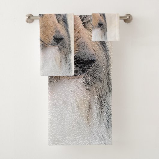 Collie (ruw) schilderen - Cute Original Dog Art Bad Handdoek (Insitu)
