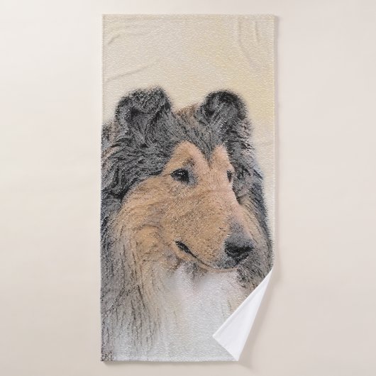 Collie (ruw) schilderen - Cute Original Dog Art Bad Handdoek (Badhanddoek)