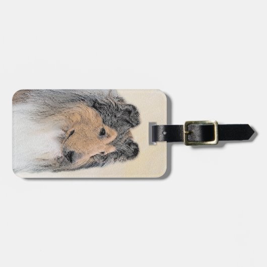 Collie (ruw) schilderen - Cute Original Dog Art Bagagelabel (Voorkant horizontaal)