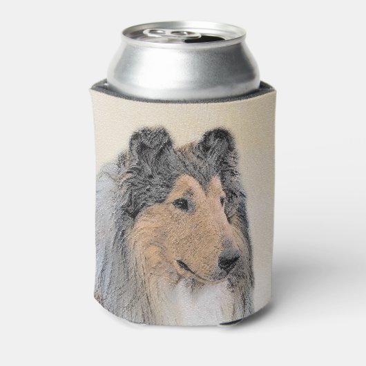 Collie (ruw) schilderen - Cute Original Dog Art Blikjeskoeler (Blikje Achterkant)