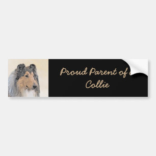 Collie (ruw) schilderen - Cute Original Dog Art Bumpersticker