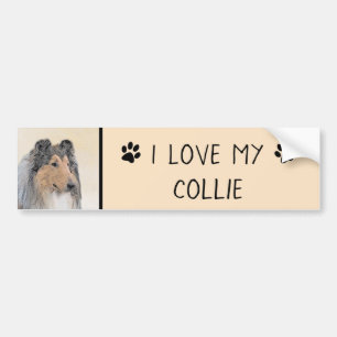 Collie (ruw) schilderen - Cute Original Dog Art Bumpersticker