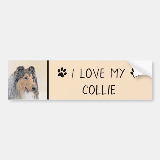 Collie (ruw) schilderen - Cute Original Dog Art Bumpersticker (Voorkant)
